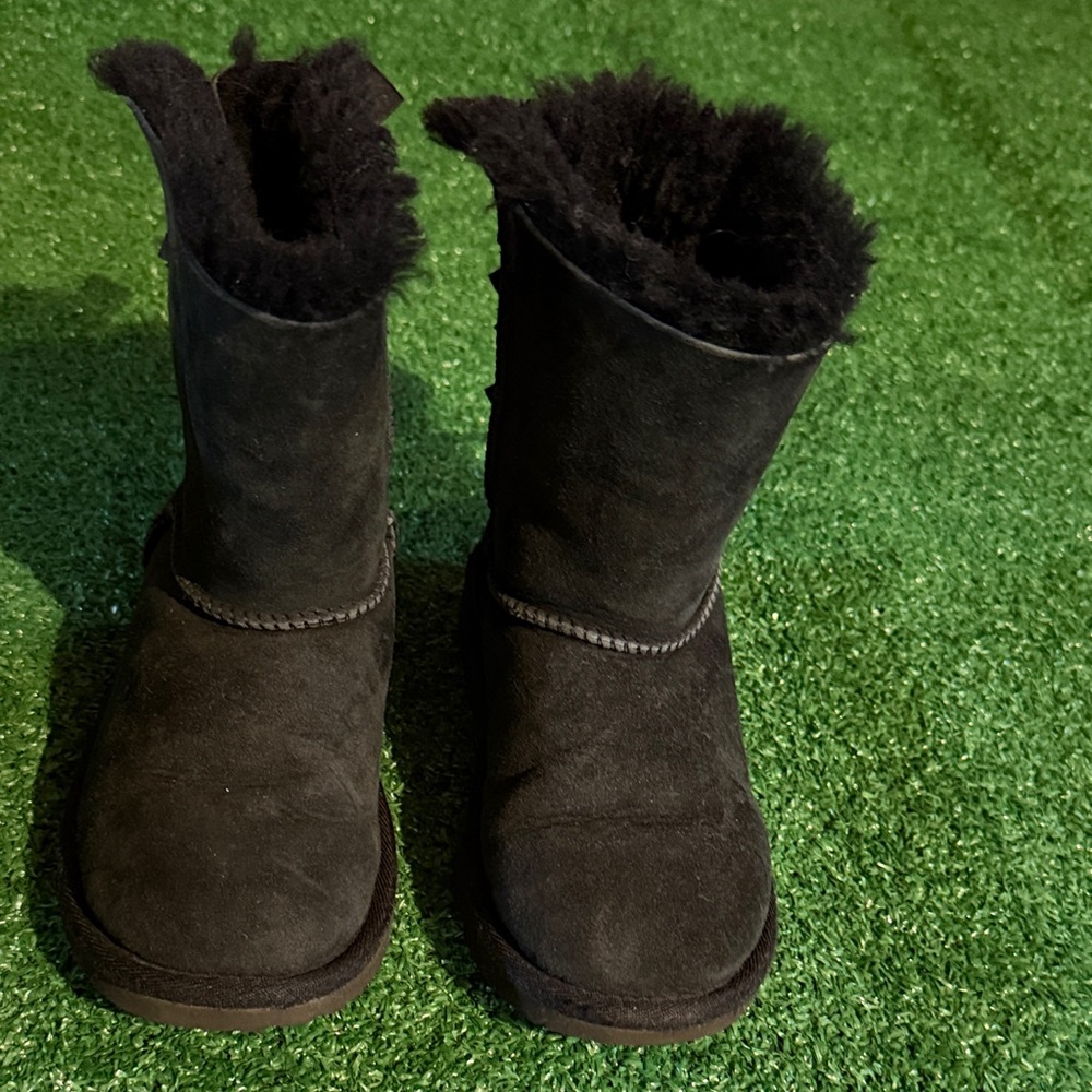 Ugg Black Suede Fur-Lined Boots